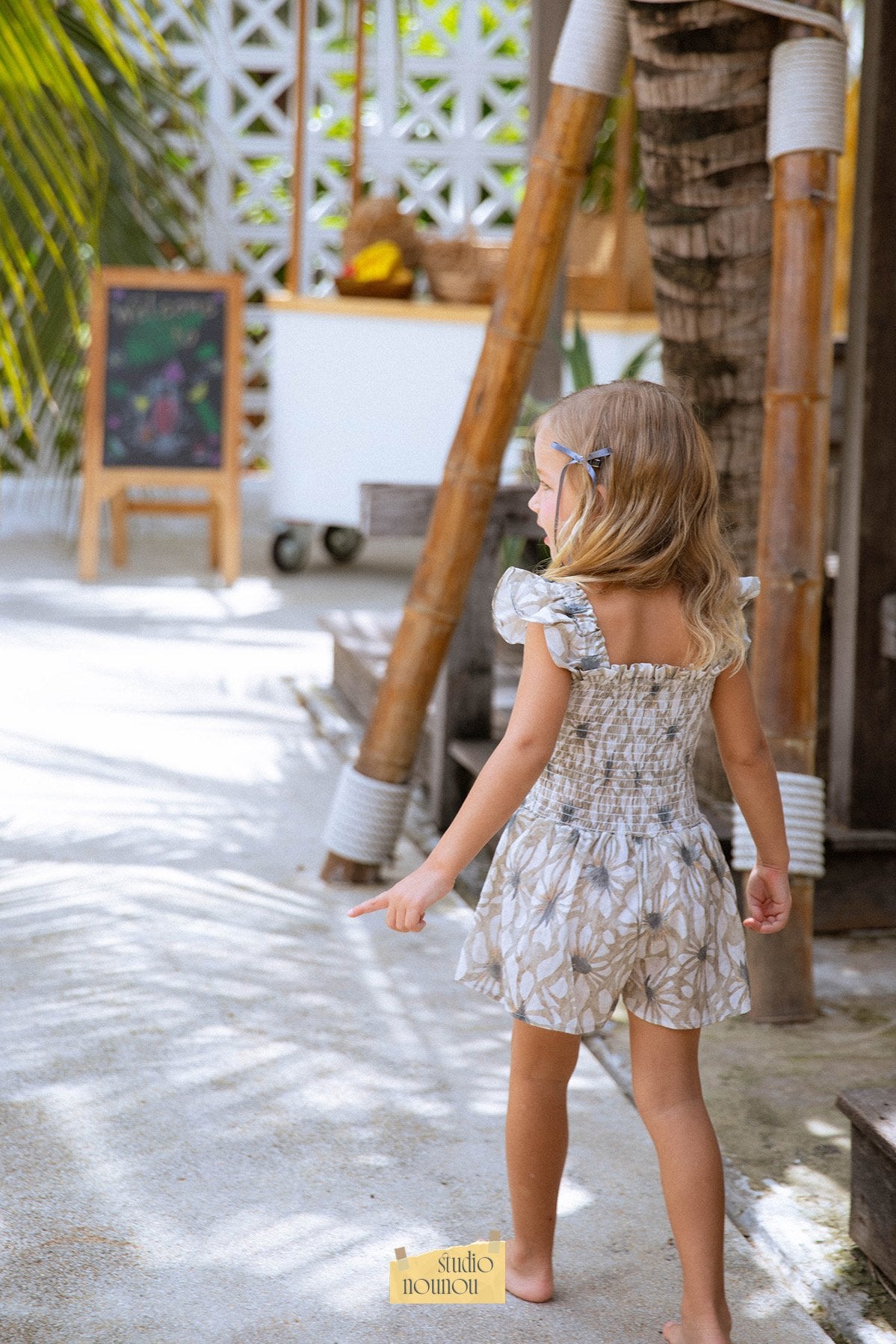 Palm Ruffle Overalls