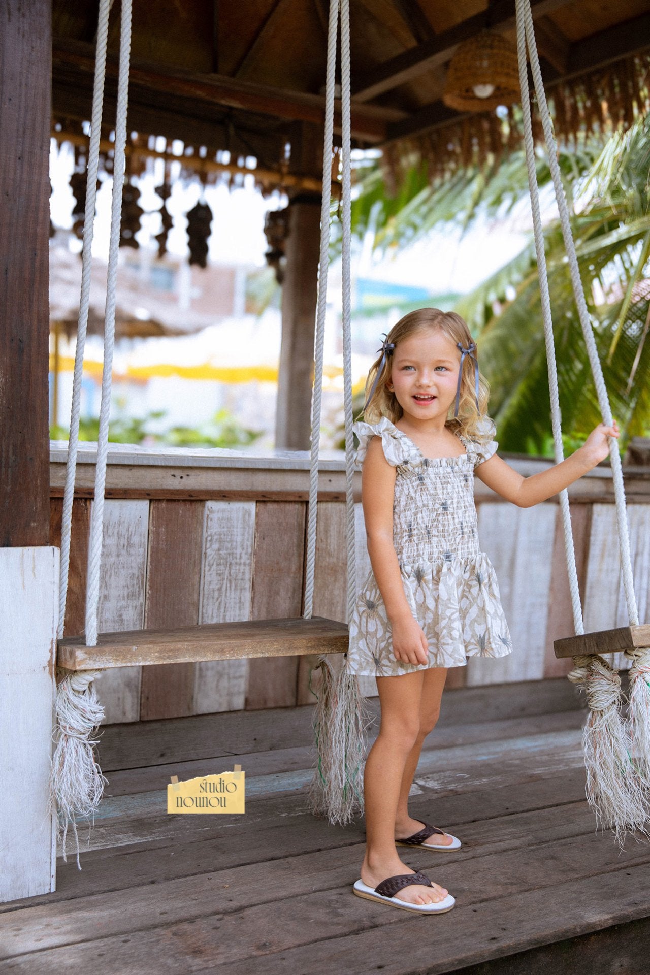 Palm Ruffle Overalls