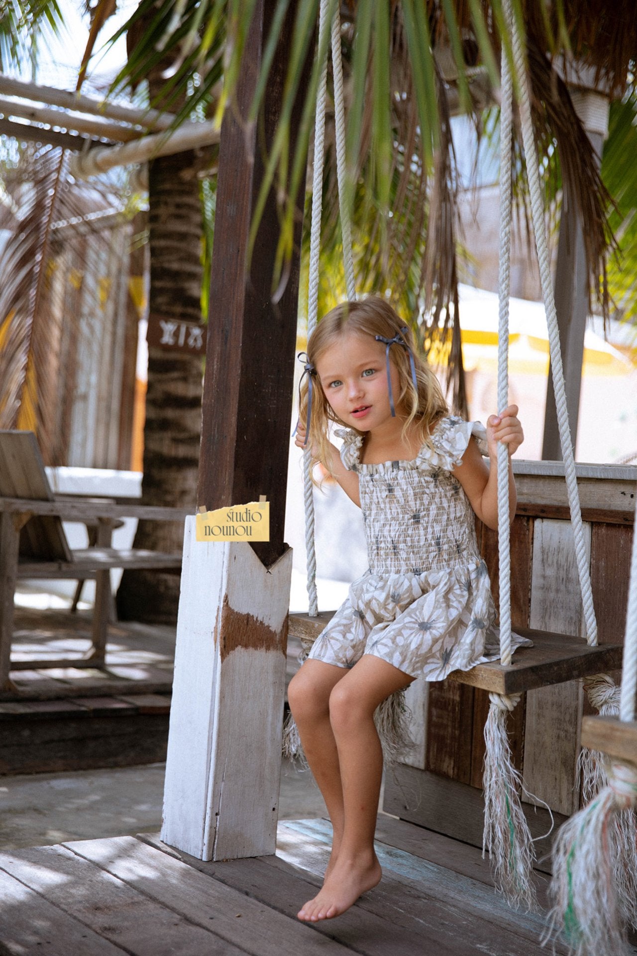 Palm Ruffle Overalls