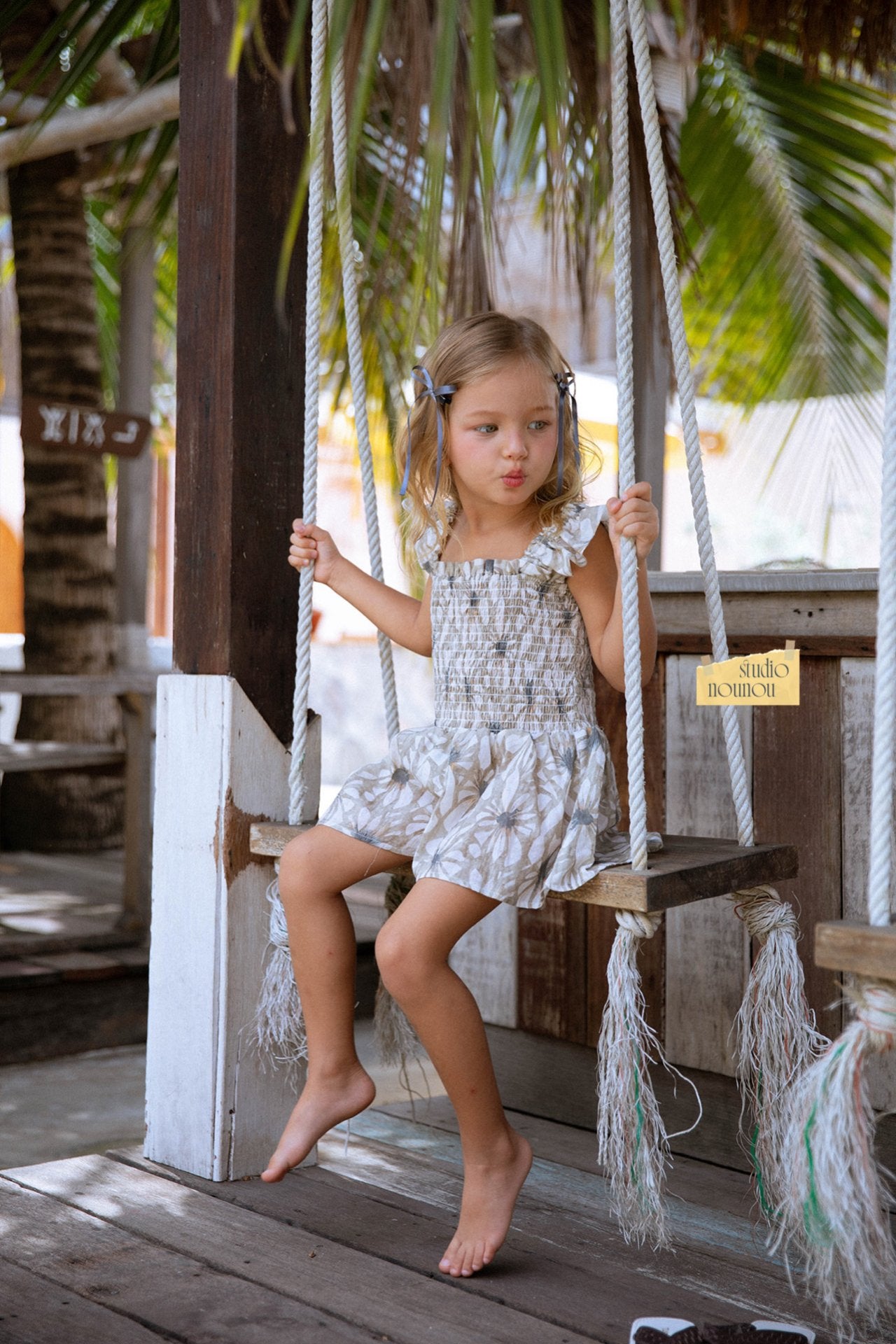 Palm Ruffle Overalls