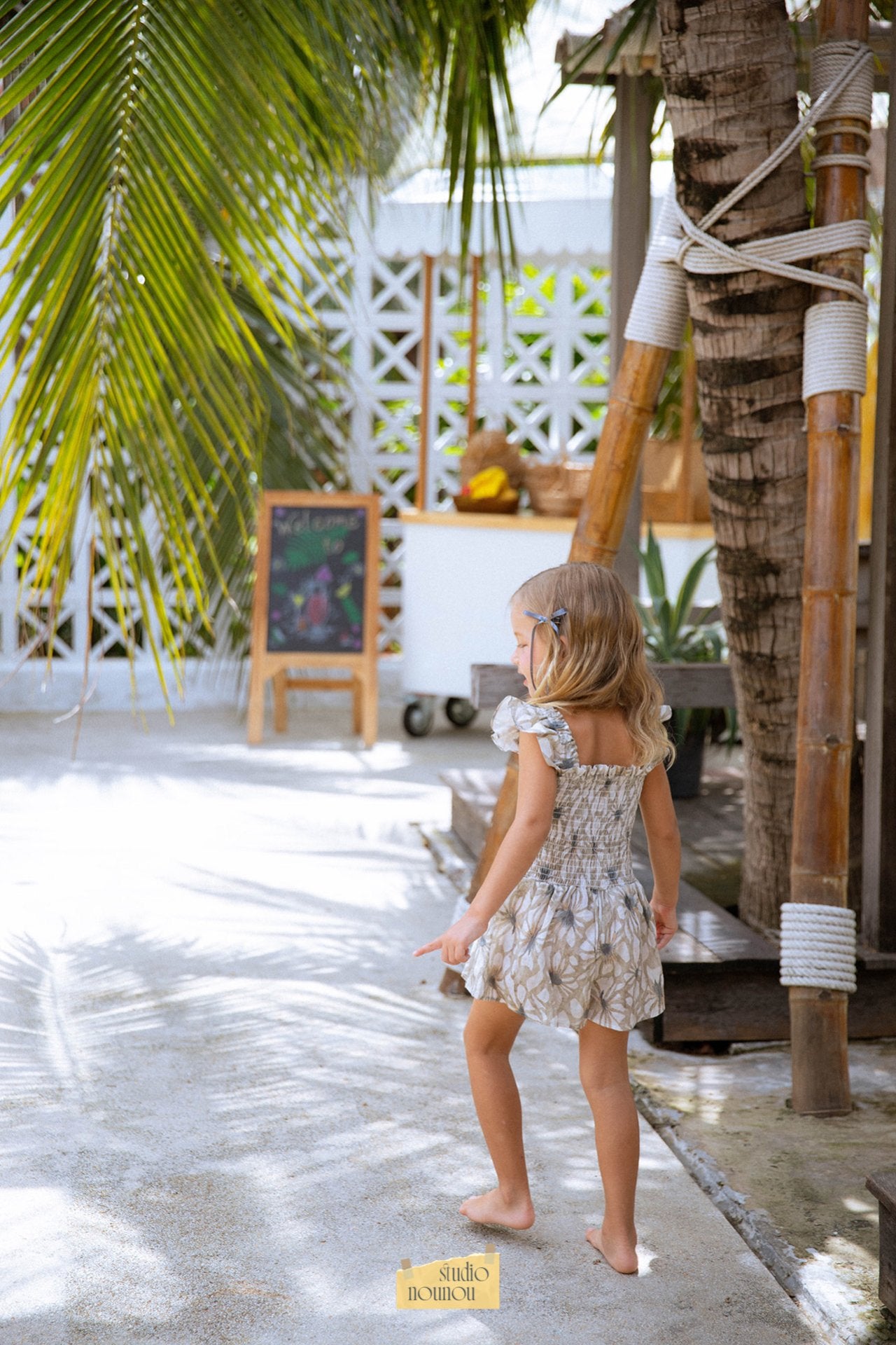 Palm Ruffle Overalls